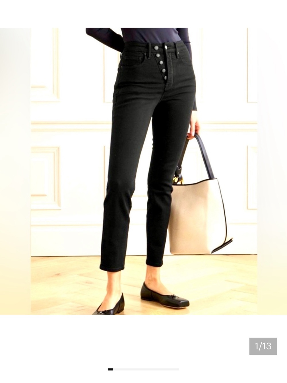 Good American Black Button-Fly Ankle Jeans